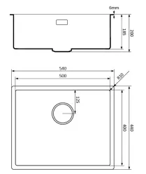 Fregadero de cuarzo negro Lorreine 50x40cm bajo encimera y enrasado con tapón rejilla de acero inoxidable 1208954067