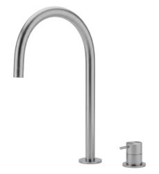 Grifo de lavabo Watervolution Flow de 2 orificios, totalmente de acero inoxidable, con caño alto de 200 mm T1122UIE