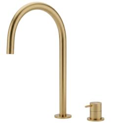 Grifo Waterevolution Flow de 2 orificios para lavabo en latón satinado con caño alto U 213mm T1122ULE