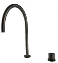 Grifo Waterevolution Flow de 2 orificios PVD en gris plomo con caño alto U 213mm T1122UGME