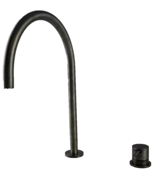 Grifo Waterevolution Flow de 2 orificios PVD en gris plomo con caño alto U 213mm T1122UGME