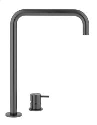 Grifo Waterevolution Flow de 2 orificios y caño alto 222 PVD Gris plomo T122HGME
