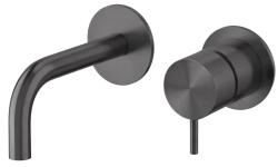 Grifo de lavabo empotrado Waterrevolution Flow PVD Gun Metal con caño de 10 cm T116BME-10