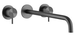 Grifo de lavabo empotrado Waterrevolution Flow de 3 orificios, PVD Gun metal con caño de 21 cm T1163FGME-21