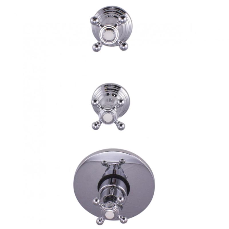 PB Classic Termostato de ducha empotrado nostálgico con 2 grifos de cierre cromados