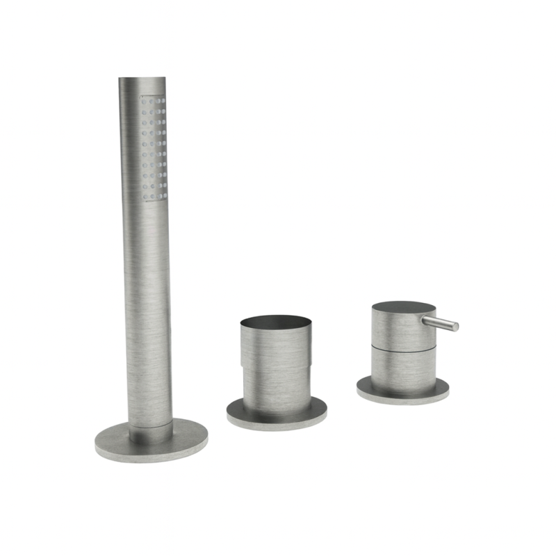 Mezclador de bañera Waterevolution Flow de 3 orificios para montaje en el borde de la bañera acero inoxidable T138SBIE