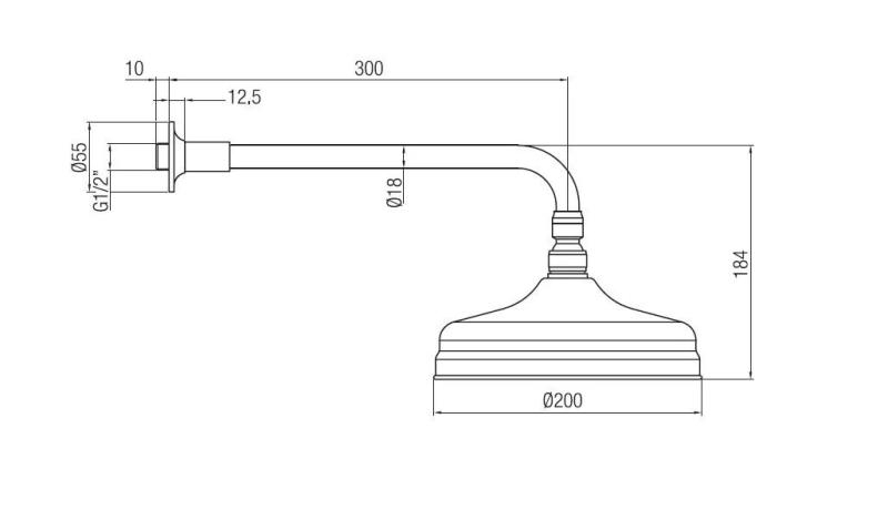 Ducha mural PB Nostalgic 20cm con sistema antical y brazo de ducha color bronce