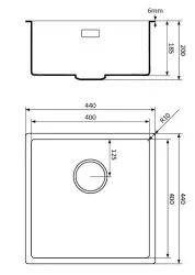 Fregadero Lorreine 40WQ-FU de cuarzo blanco 40x40cm bajo encimera, enrasado con tapón rejilla blanco 1208955079