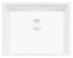 Fregadero Lorreine 50WQ-FU de cuarzo blanco 50x40cm bajo encimera y enrasado con tapón rejilla blanco 1208955082