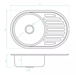 Fregadero Ausmann basic redondo con escurridor acero inoxidable 77x50 cm 1208955523