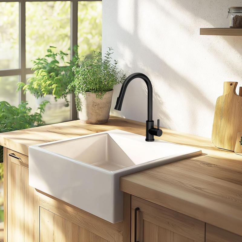 Mezclador de cocina Quadri Leeds con ducha extraíble con 2 posiciones negro mate 1208955907