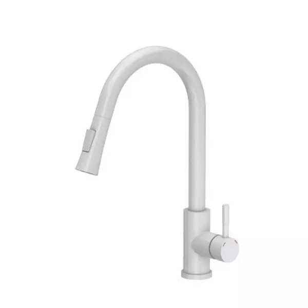 Mezclador de cocina Quadri Leeds con ducha extraíble con 2 posiciones blanco mate 1208955908