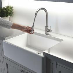 Mezclador de cocina Quadri Leeds con ducha extraíble con 2 posiciones acero satinado 1208955909
