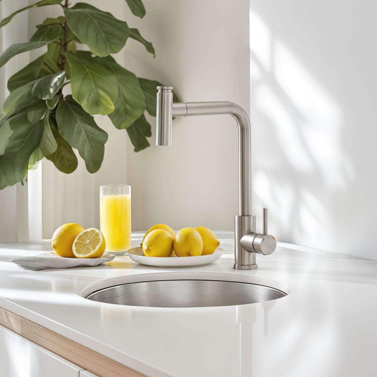 Mezclador de cocina Quadri Cardiff con ducha extraíble y 2 modos de rociado acero inoxidable 1208955914 - Productafbeelding 3