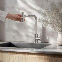 Mezclador de cocina Quadri Cardiff con ducha extraíble y 2 modos de rociado acero inoxidable 1208955914
