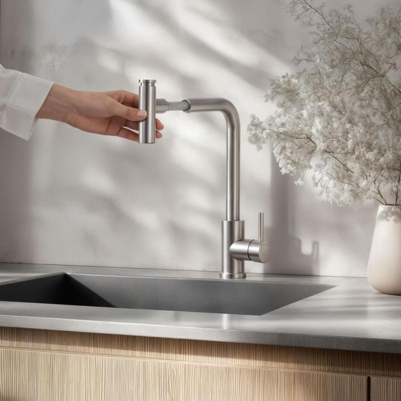 Mezclador de cocina Quadri Cardiff con ducha extraíble y 2 modos de rociado acero inoxidable 1208955914