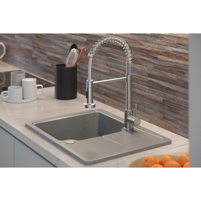 Mezclador de cocina Quadri Derby con caño flexible y ducha con 2 tipos de chorro acero inoxidable 1208955916