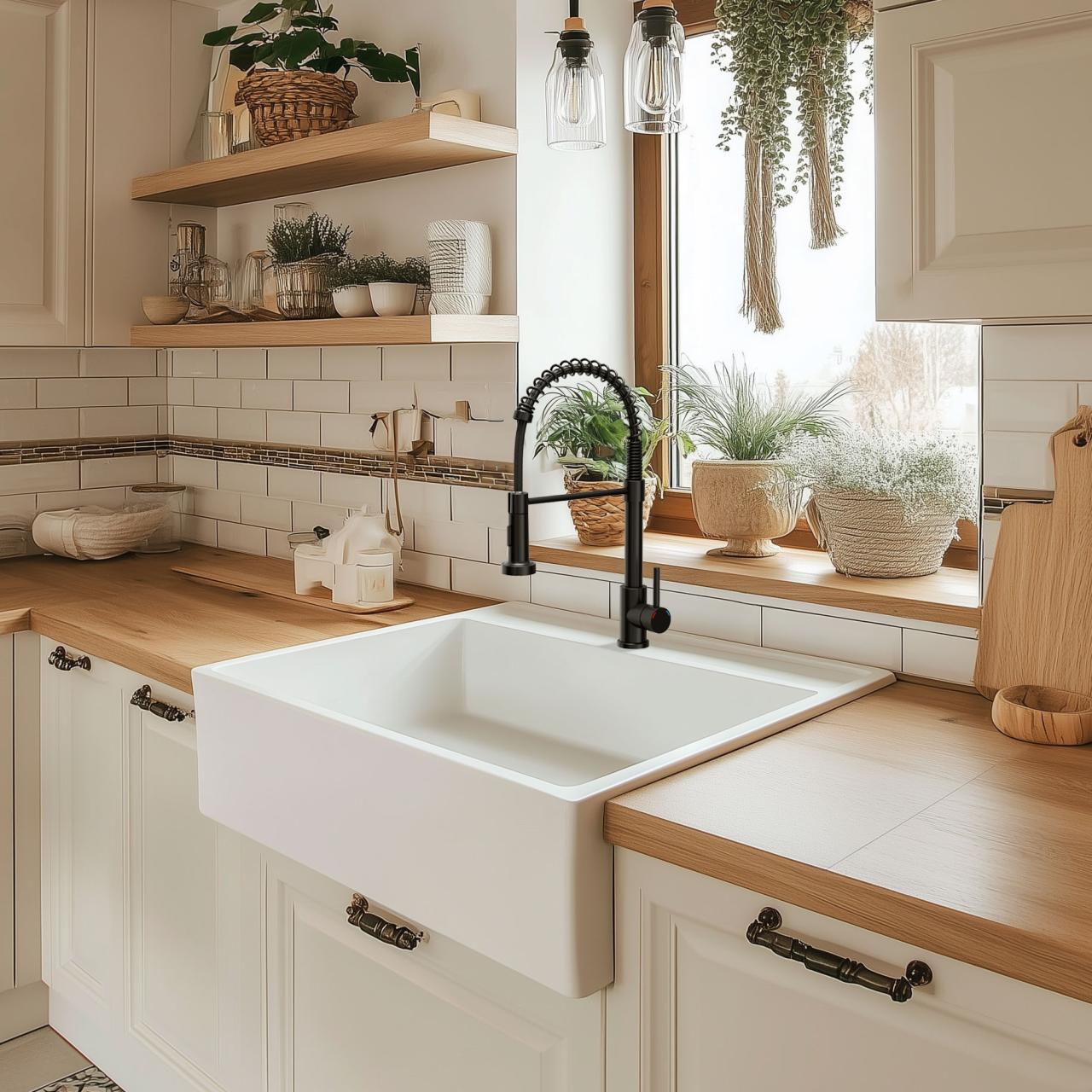 Grifo de cocina Quadri Derby con caño flexible y ducha con 2 tipos de chorro, negro mate 1208955917. - Productafbeelding 2