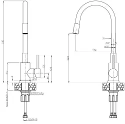 Grifo monomando de cocina Quadri Bristol cromado mate con caño flexible blanco 1208956022