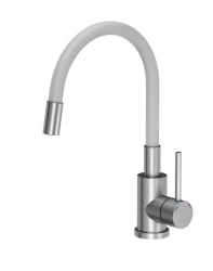 Grifo monomando de cocina Quadri Bristol cromado mate con caño flexible blanco 1208956022