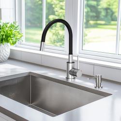 Grifo monomando de cocina Quadri Bristol cromo mate con caño flexible negro 1208956026
