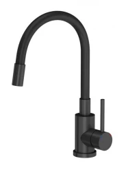 Grifo mezclador de cocina Quadri Bristol negro mate con caño flexible negro 1208956027