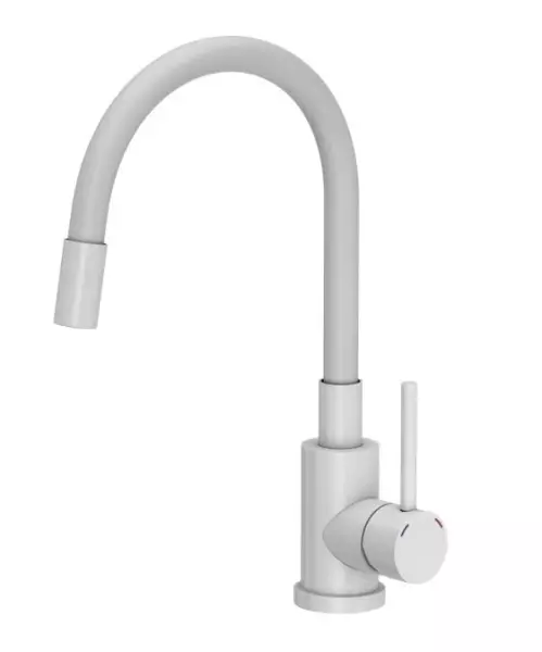 Grifo mezclador de cocina Quadri Bristol blanco mate con caño flexible blanco 1208956028