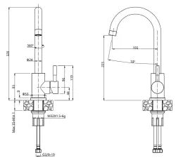 Grifo mezclador de cocina Quadri Coventry acero inoxidable con caño giratorio 1208956032