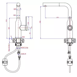 Grifo mezclador de cocina Quadri Stamford con caño extraíble acero inoxidable 1208956081