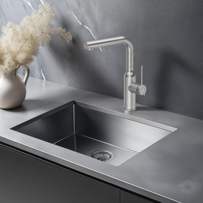 Grifo mezclador de cocina Quadri Stamford con caño extraíble acero inoxidable 1208956081