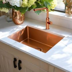 Mezclador de cocina Quadri Stamford con caño extraíble pvd cobre 1208956083
