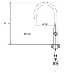 Grifo mezclador de cocina Quadri Retford de cobre con caño extraíble y posición de rociado 1208956086