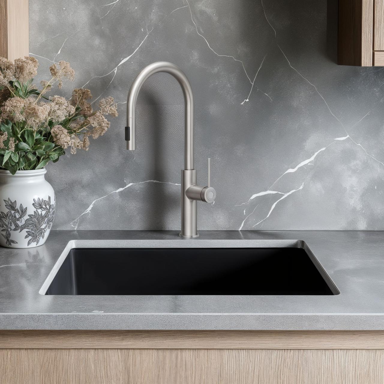 Mezclador de cocina Quadri Retford de acero inoxidable con caño extraíble y posición de rociado 1208956088 - Productafbeelding 2