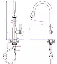 Grifo mezclador de cocina Quadri Stamford negro mate con caño extraíble y posición de rociado 1208956095