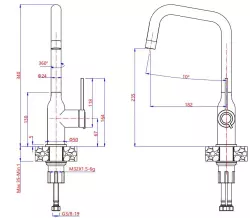 Mezclador de cocina Quadri Stamford de acero inoxidable con caño giratorio en ángulo 1208956097