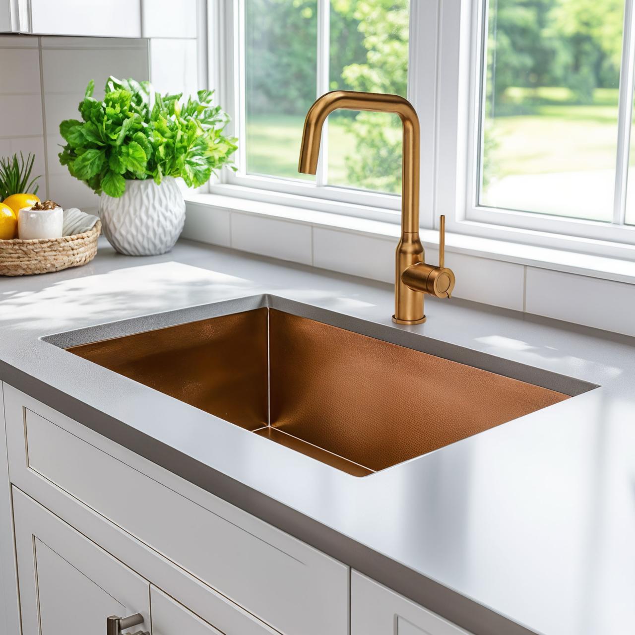 Mezclador de cocina Quadri Stamford cobre pvd con caño giratorio en ángulo 1208956099 - Productafbeelding 2