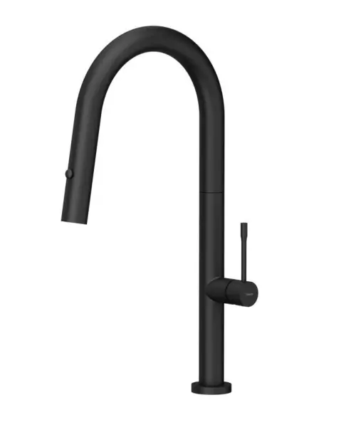 Grifo mezclador de cocina Quadri Brighton negro mate con caño extraíble con rociador 1208956106