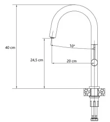 Grifo mezclador de cocina Quadri Brighton negro mate con caño giratorio 1208956107