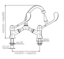 Grifo de cocina con puente para discapacitados PB Clinic con palanca larga cromado 1208956274