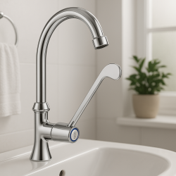 Grifo PB Clinic para discapacitados de agua fría con palanca larga cromado de caño alto  1208956277