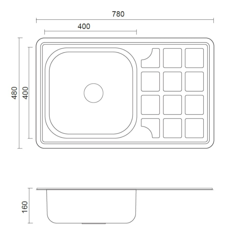 Aquadesign Basic fregadero de acero inoxidable con escurridor reversible 78x48cm montaje superior 1208956286