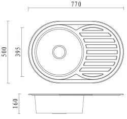 Fregadero Aquadesign Basic de acero inoxidable con sección adruip reversible 77x50cm para montaje sobre encimera 1208956287