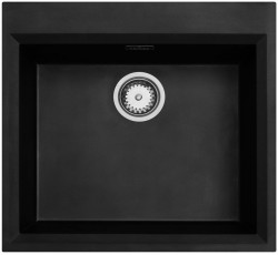 Fregadero sobre encimera negro 58x53cm con orificio para grifo de banco con tapón de acero inoxidable 1208956732