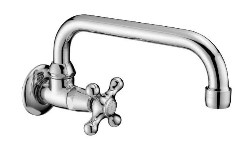 Grifo de lavabo PB Classic mural con pomo de estrella agua fría y caño giratorio color bronce 1208956897