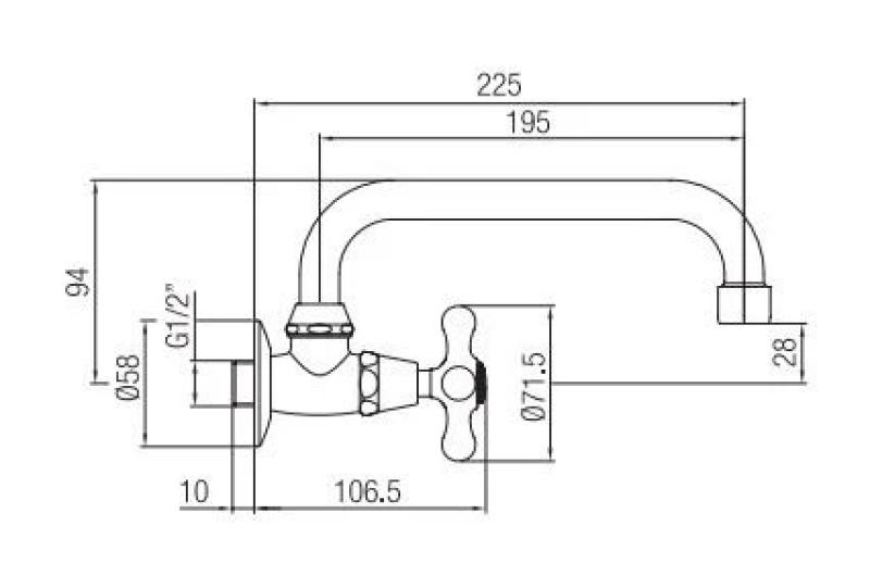 Grifo de lavabo PB Classic mural con pomo de estrella agua fría y caño giratorio color bronce 1208956897