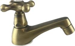 Grifo de lavabo PB Classic con pomo de estrella agua fría caño corto color bronce 1208956901