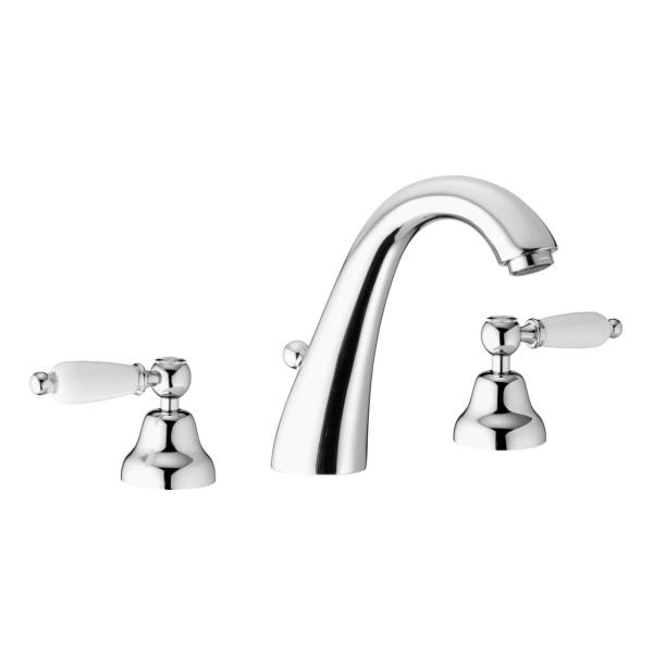 Grifo PB Classic Grifo de lavabo alto de 3 orificios Tiradores blancos acero inoxidable 1208956909