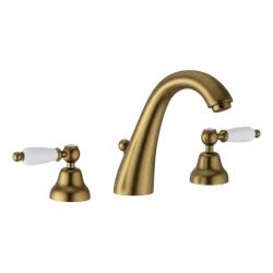 Grifo PB Classic Mezclador alto de 3 orificios para lavabo Palancas blancas Bronce 1208956910