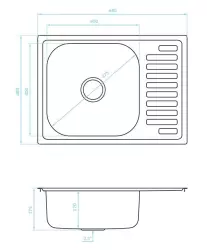 Fregadero de superficie Ausmann Basic de acero inoxidable con escurridor sobre encimera reversible 64x48 cm incluido sifón 1208956968