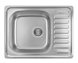 Fregadero de superficie Ausmann Basic de acero inoxidable con escurridor sobre encimera reversible 64x48 cm incluido sifón 1208956968